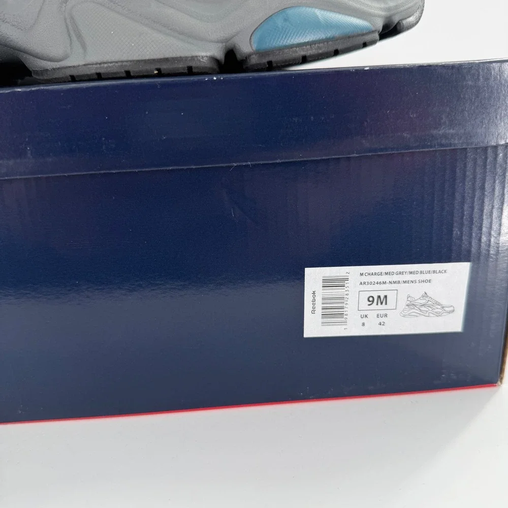 Reebok M Charge Mens Sneakers Med Grey‎ Blue Black AR30246M-NMB Size 9M